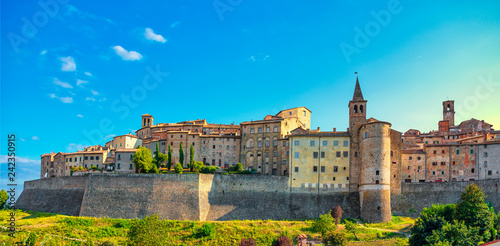 Anghiari medieval village city walls. Arezzo, Tuscany Italy