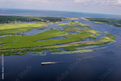 Aerial view of river Lielupe in Latvia.