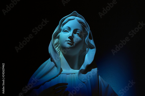 Virgin Mary on blue light