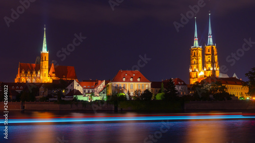 Wroclaw city at night, Poland, Europe