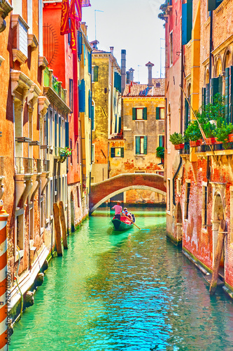 Venetian canal on summer sunny day