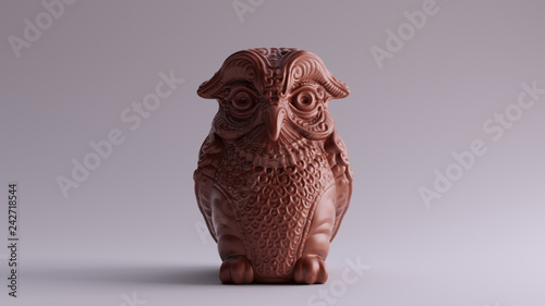 Chocolate Clay Owl Greek Goddess Athena's Legendary Metal Owl Bubo 3d illustration 3d render