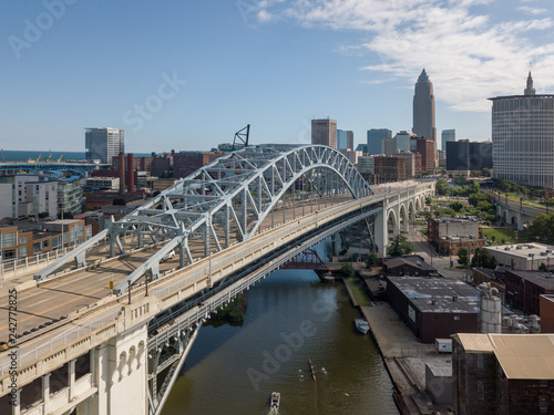 Cleveland's Detroit Superior Bridge with city Skyline