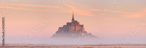 Le Mont Saint Michel in Normandy, France at sunrise