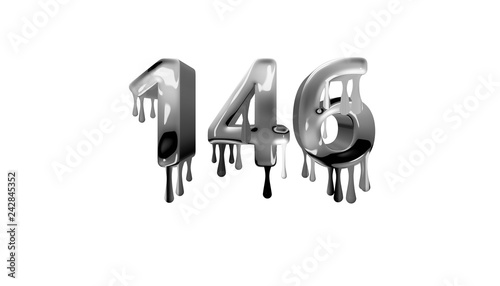 silver dripping number 146 with white background