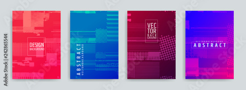Set of abstract background cover designs. Screen error effect. Failure. Vector graphics. Abstract background strokes. Halftone effect