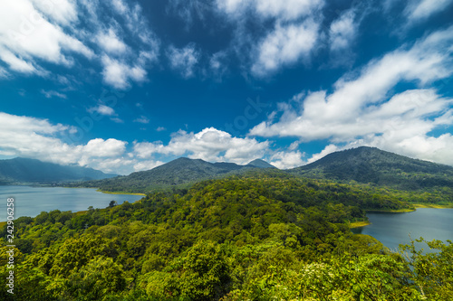 Panorama of Buyan and Tamblingan twin lakes on Bali island, Indonesia