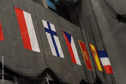 Flags of different countries in sport competitions