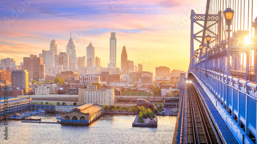 Philadelphia skyline at sunset