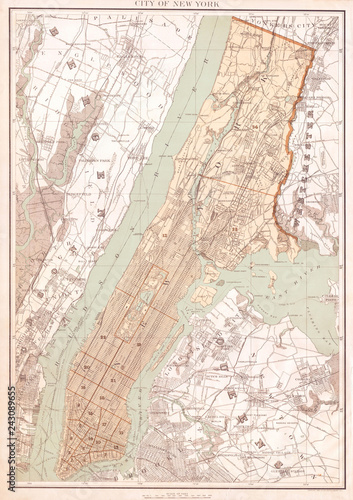 Old Map of New York City, Queens and the Bronx, Bien 1895
