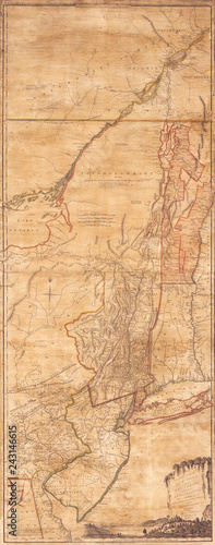 Old Map of New York and New Jersey, First Edition 1768 Jeffreys