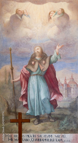 Trnava, Slovakia. 2018/4/12. The painting of Saint James. The Saint John the Baptist Cathedral in Trnava.