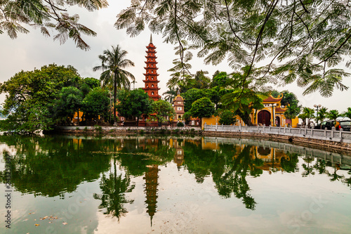 Tran Quoc pagoda in the morning, the oldest temple in Hanoi, Vietnam.