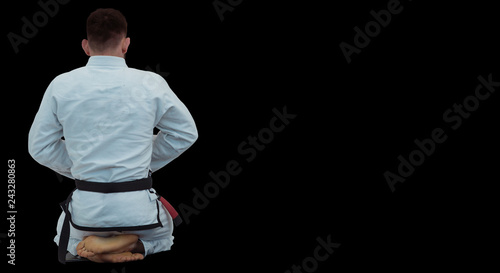Brazilian jiu jitsu zawodnik siedzi