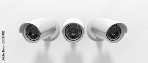Security Cameras CCTV isolated on white background. 3d illustration