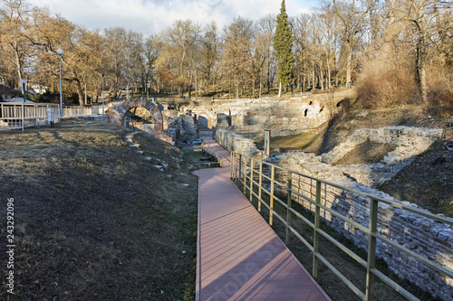 Sunset view of The ancient Thermal Baths of Diocletianopolis, town of Hisarya, Plovdiv Region, Bulgaria