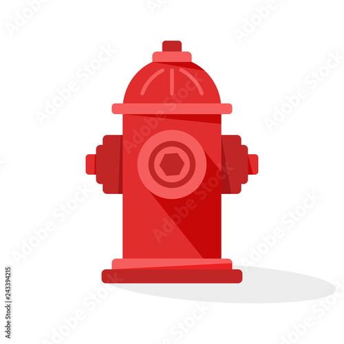 Red fire hydrant icon with shadow. Vector illustration