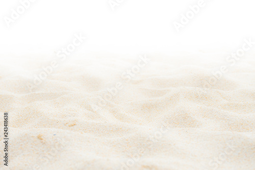 Fine beach sand in the summer sun on white background