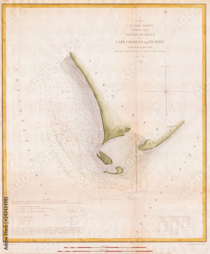 Map of Cape Charles and Vicinity, Virginia, 1853 U.S.C.S.