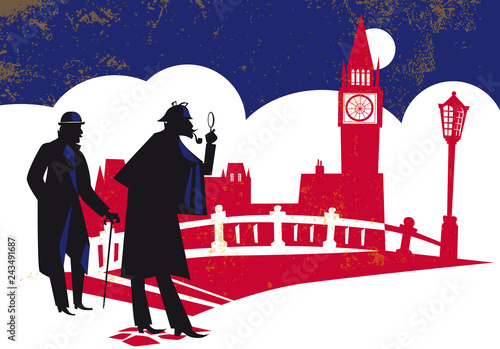 Sherlock Holmes. Detective, vector illustration