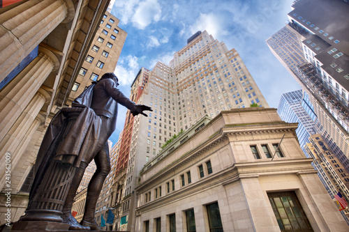 Skyscrapers in Wall Street financial district, New York City