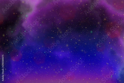Abstract dynamic fantasy pink space and stars colorful background with sparks and clouds