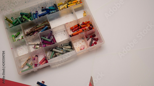 Divider Box of Pastels and Paper