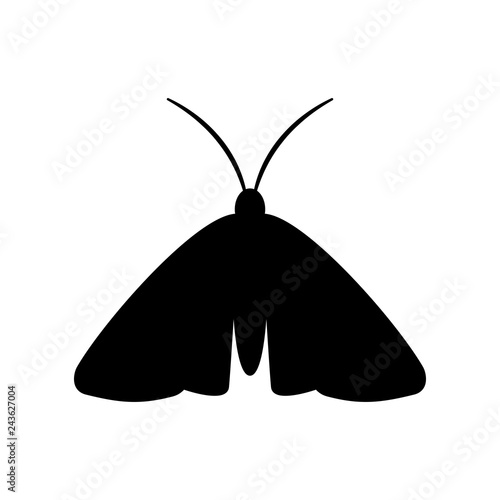 Clothing moth silhouette icon. Clipart image isolated on white background