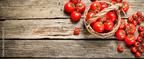 Ripe tomatoes in a basket.