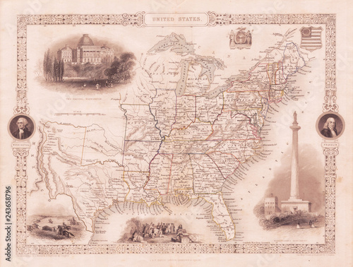 1850, Tallis Map of the United States, Texas at fullest extent