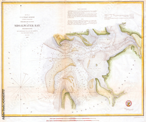 1853, U.S.C.S. Map of Shoalwater Bay, Washington