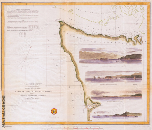 1853, U.S.C.S. Map or Chart of Northwestern Washington State, Vancouver Island