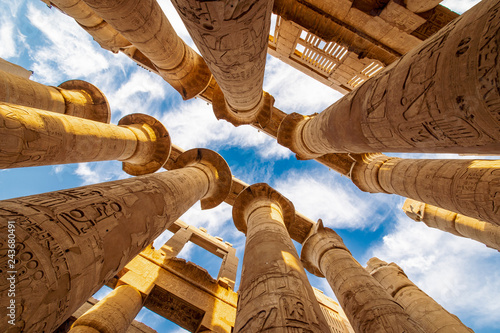 Karnak Hypostyle hall columns in the Temple at Luxor Thebes