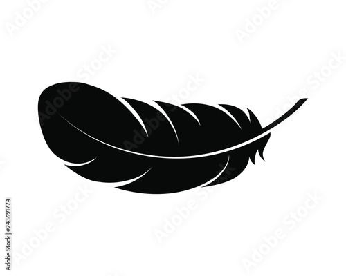 Feather sign or a symbol. Isolated abstract icon on white background. Vector illustration