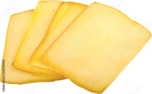 Four Slices of Smoked Cheese - Isolated