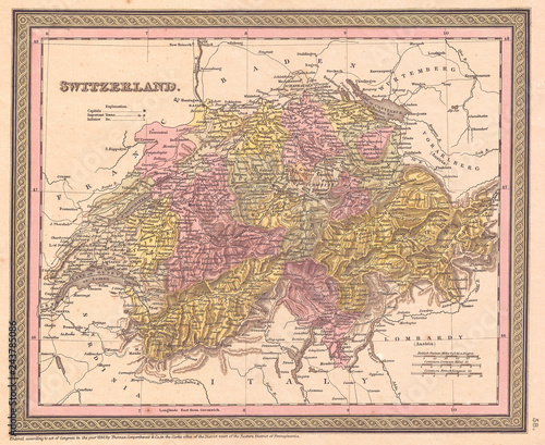 1853, Mitchell Map of Switzerland