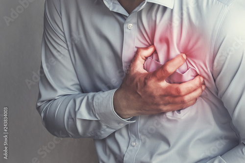 people chest pain from heart attack. healthcare concept