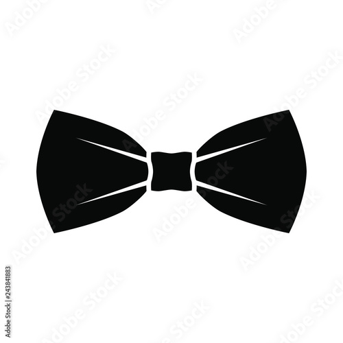 Black bow tie icon. Isolated sign bow tie on white background in flat design. Vector illustration