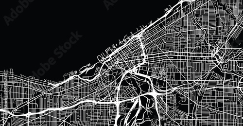 Urban vector city map of Cleveland, Ohio, United States of America