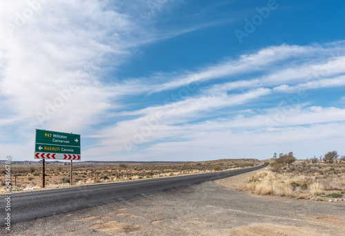 Directional road sign on road R63 near Williston