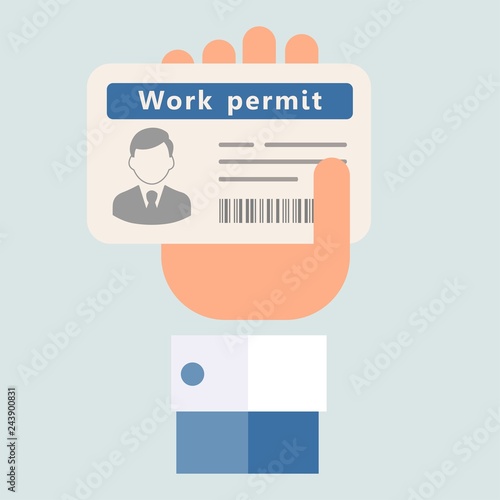 Work permit for foreigners. Vector image, uniform background.