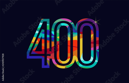 rainbow colored number 400 logo company icon design