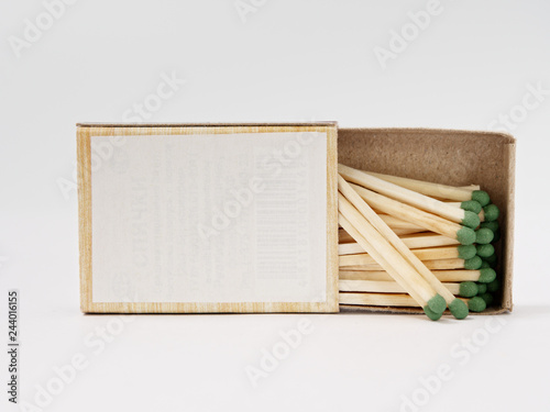 matches sulfur in a cardboard box on a white background.