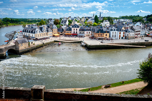 Auray - Port of Saint-Goustan. Panoramic view of the old city centre. Brittany, France 