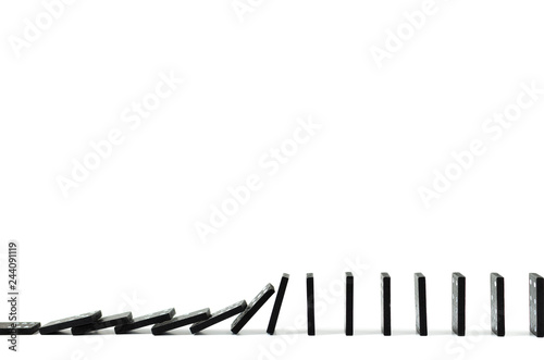 Black Domino on white background, drop, Domino effect, Hobbies and entertainment.