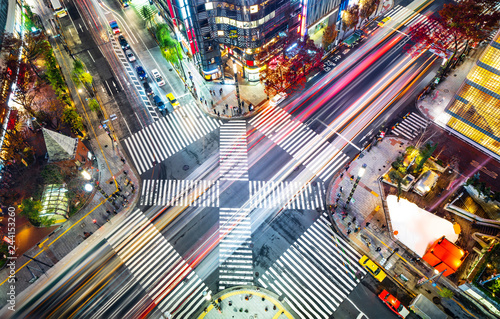 urban city night view in ginza, tokyo, Japan