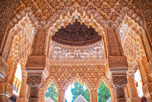 Detail of the royal palace Nazaries of the Alhambra, Granada, Andalucia, Spain