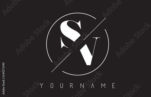 SV Letter Logo with Cutted and Intersected Design