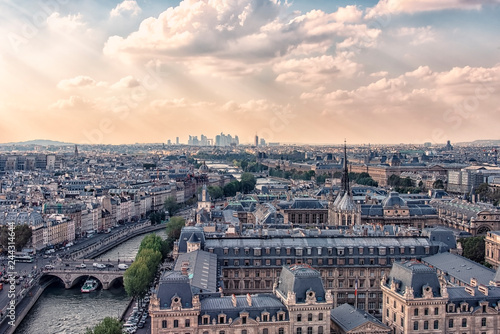 Paris cityscape viewed from Notre Dame cathedral