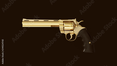 Gold an Black Double Action Revolver 3d Illustration 3d Rendering